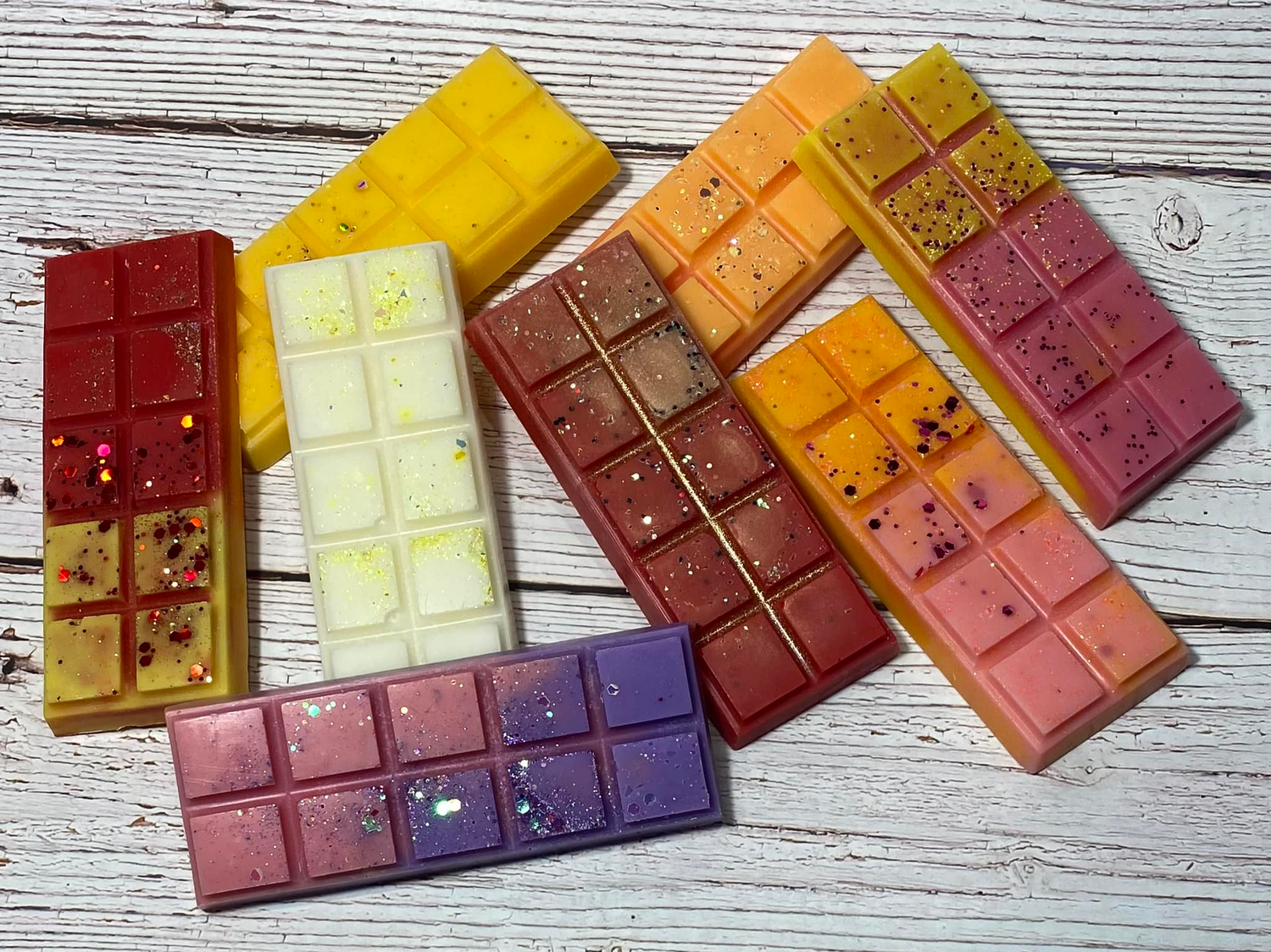 various wax snap bars from charis and co