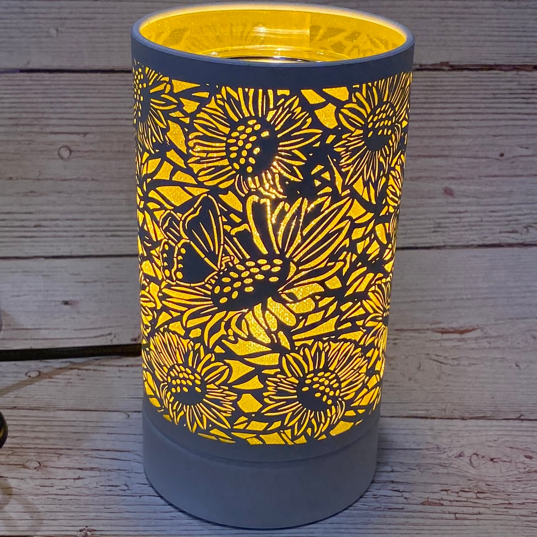 sunflowers yellow and white touch warmer for melting soy melts
