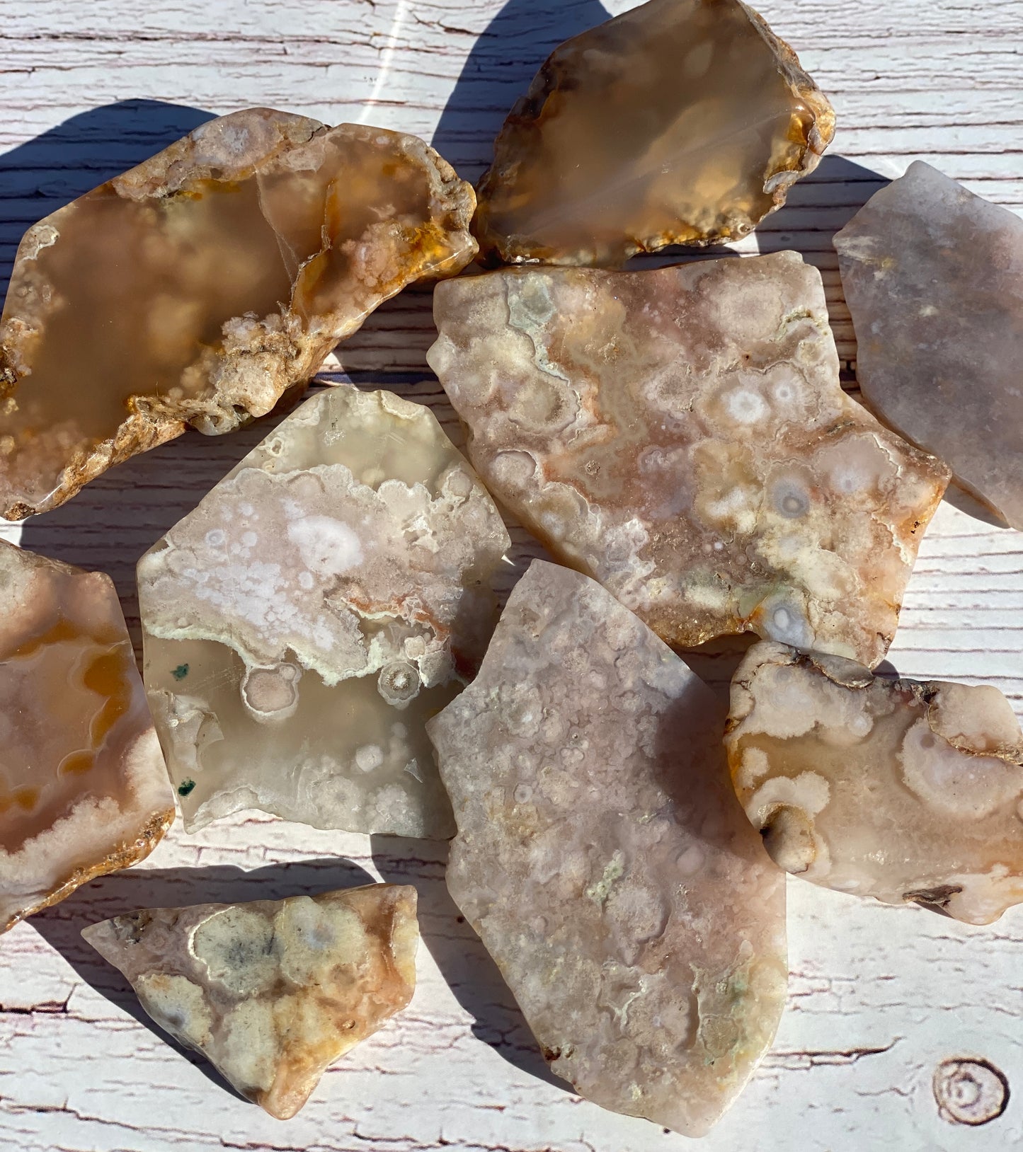 Flower agate crystal slab