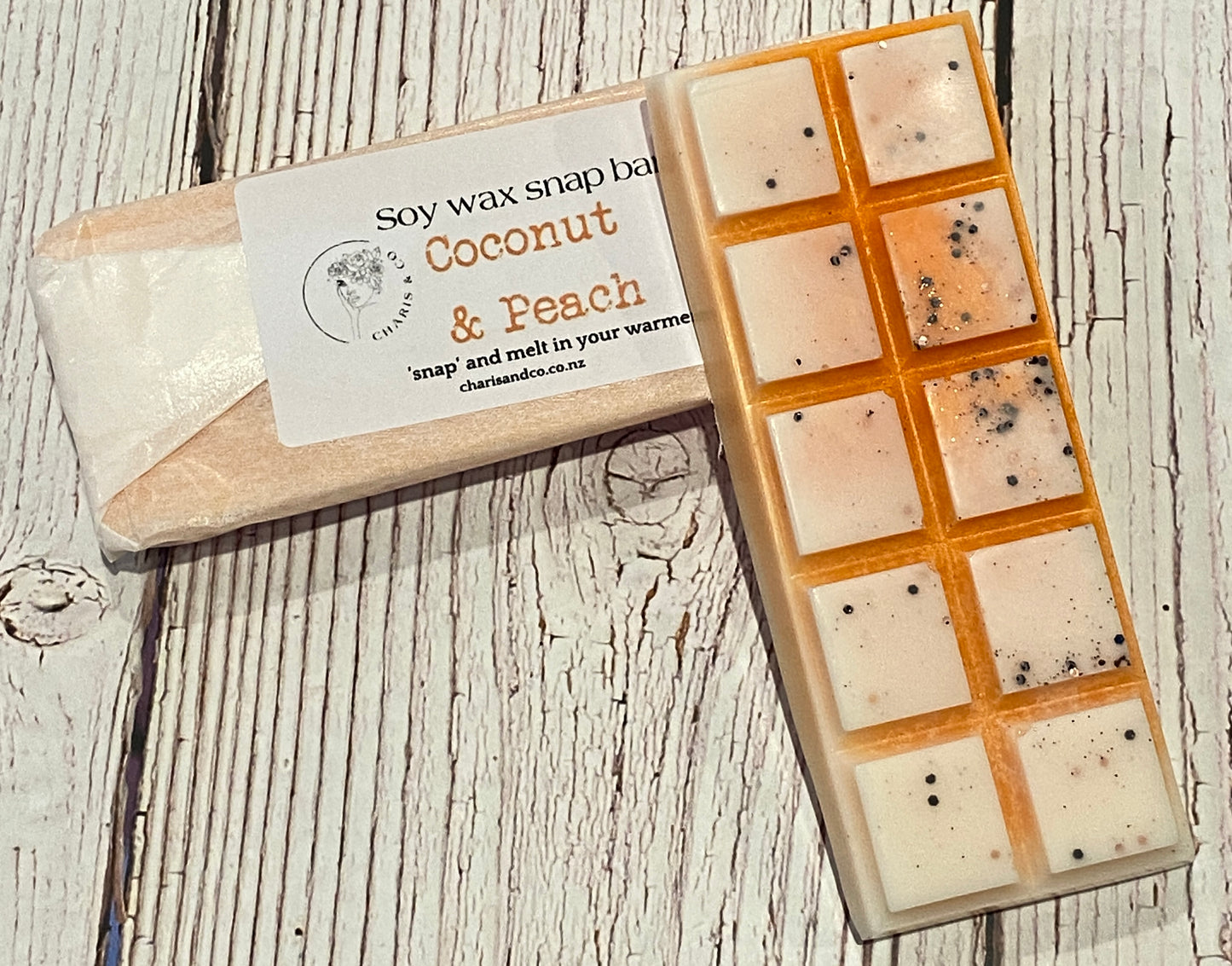 Coconut and Peach soy melt snap bar