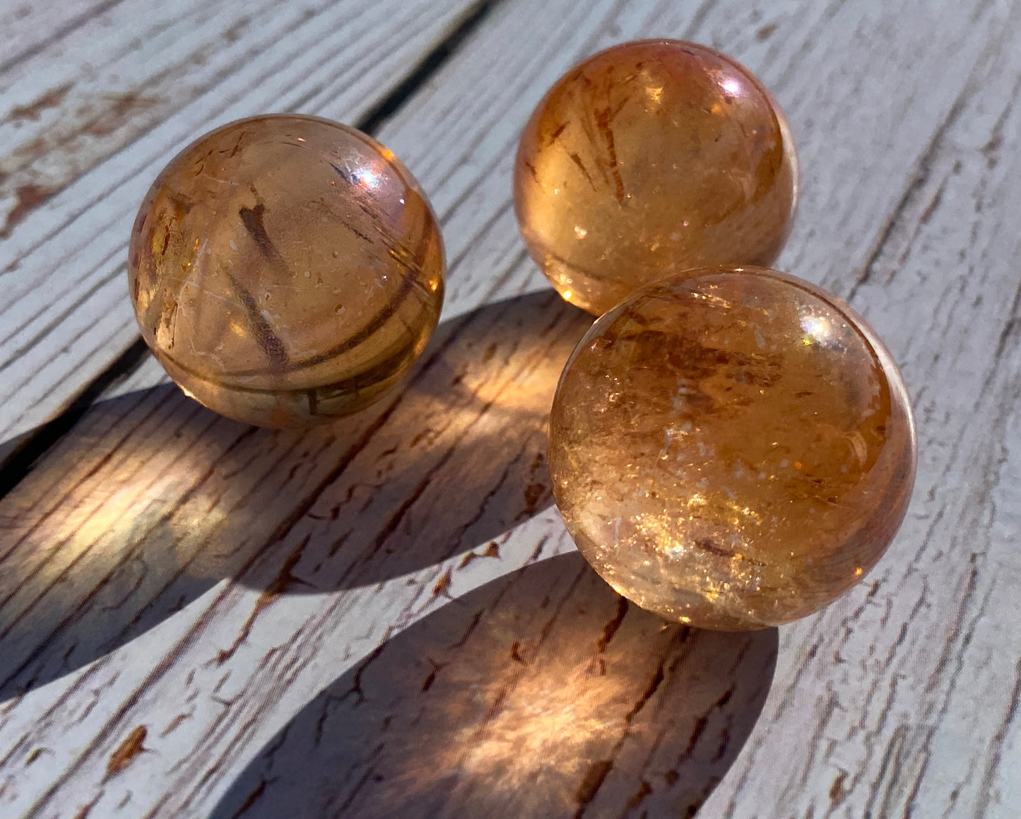 Tangerine Aura Quartz spheres