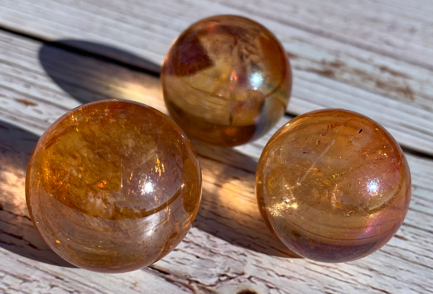 Tangerine Aura Quartz spheres