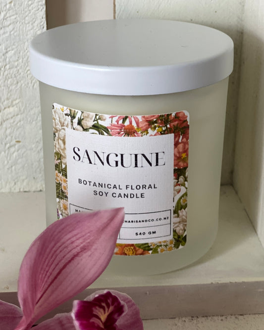 Sanguine botanicals soy candle