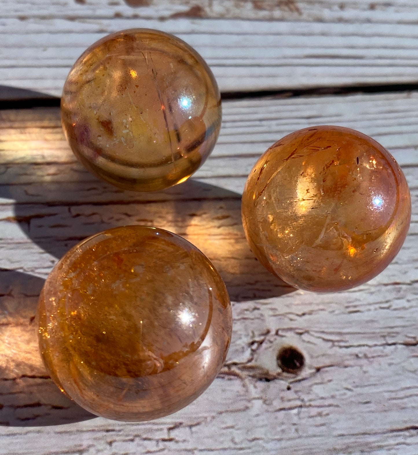 Tangerine Aura Quartz spheres