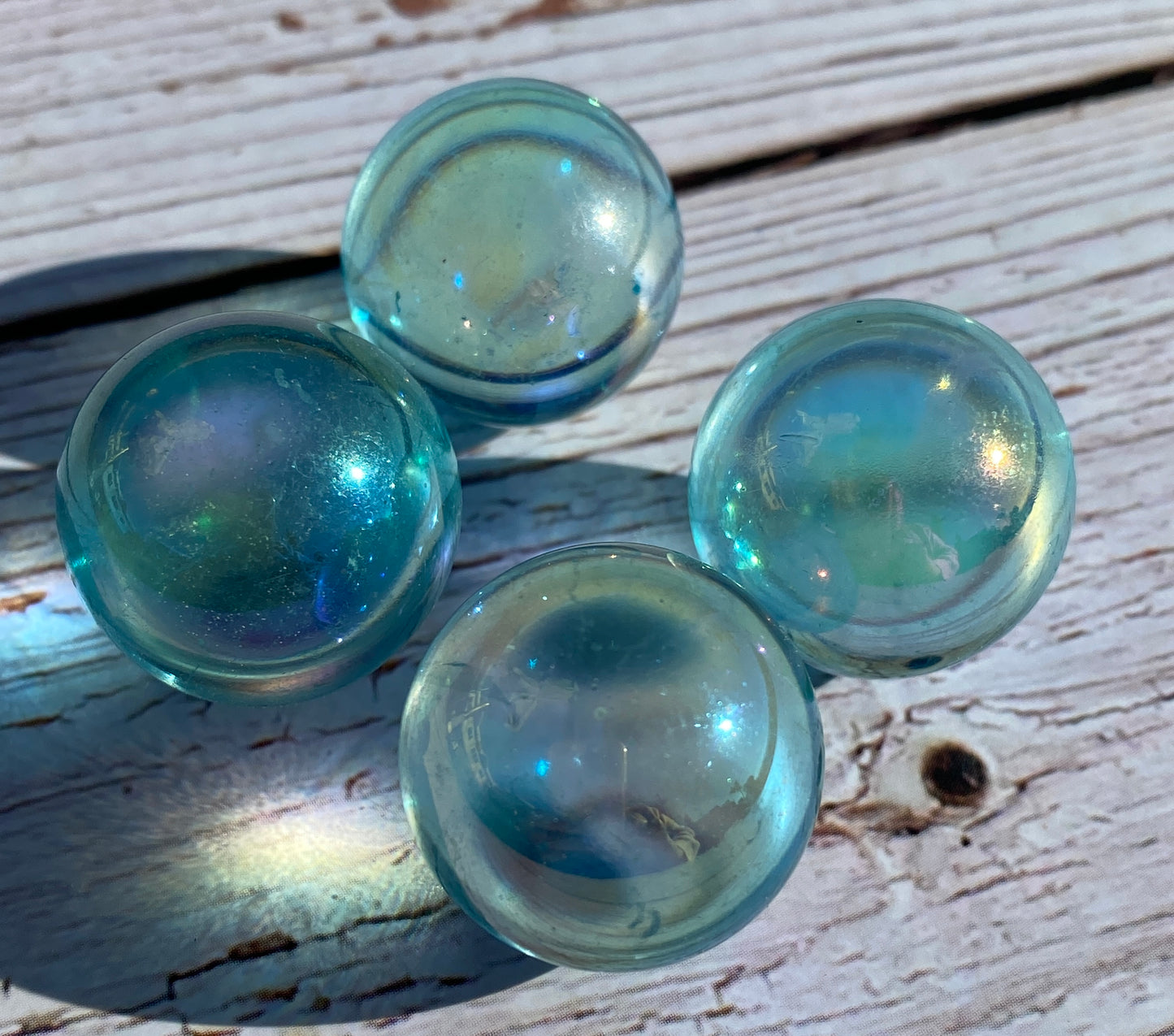 Aqua Aura Quartz spheres