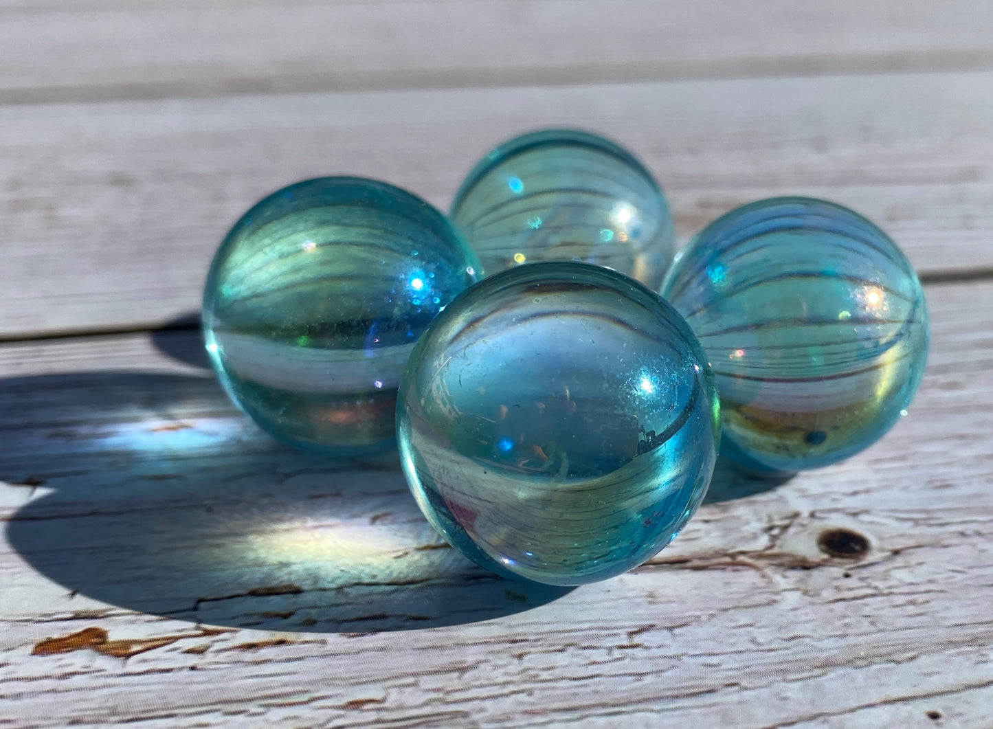 Aqua Aura Quartz spheres