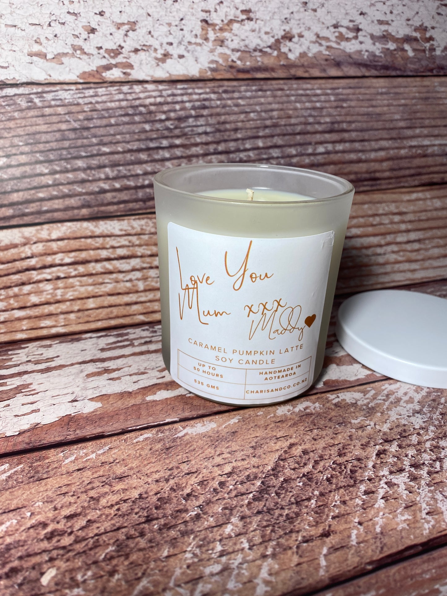 Custom Candle with personalised label and crystals