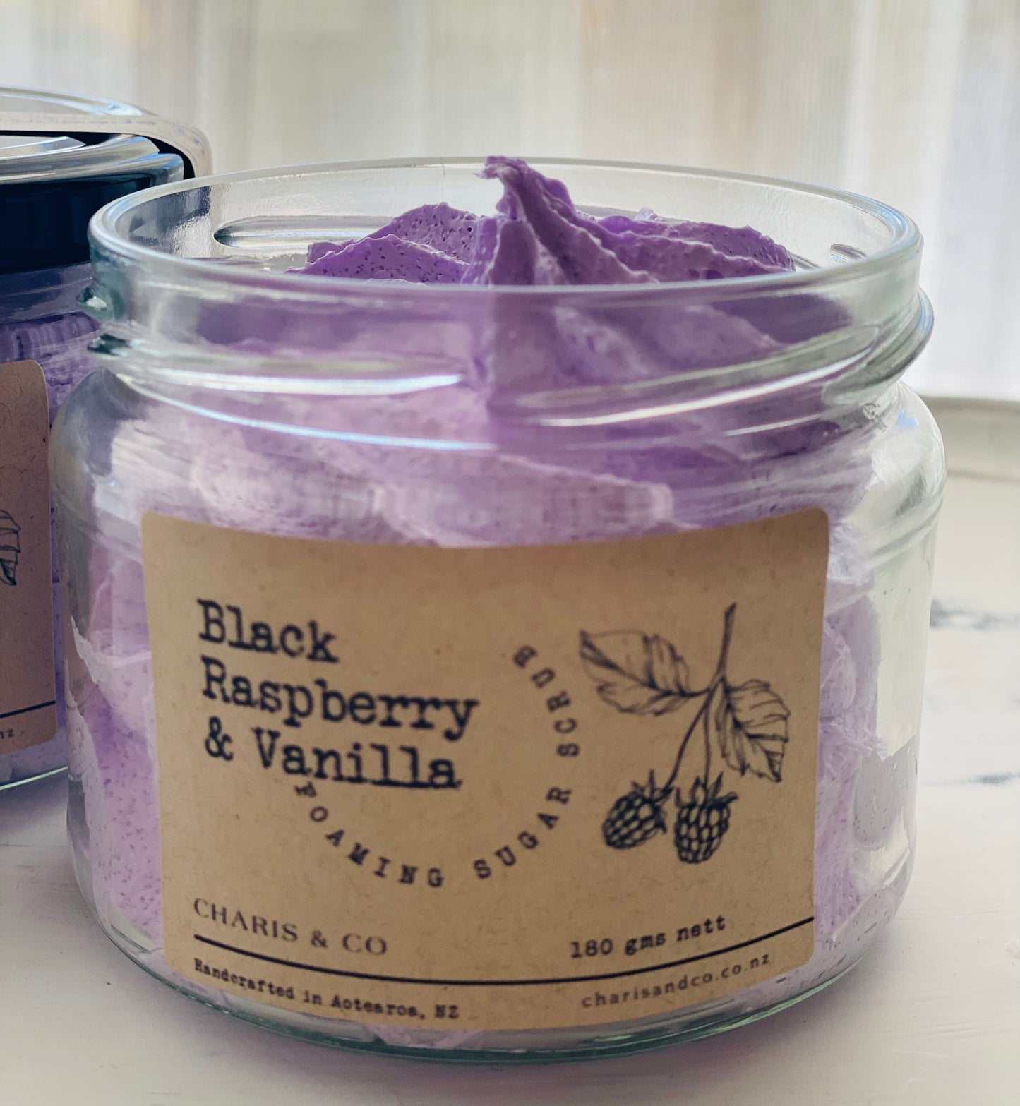 Black Raspberry & Vanilla foaming sugar scrub