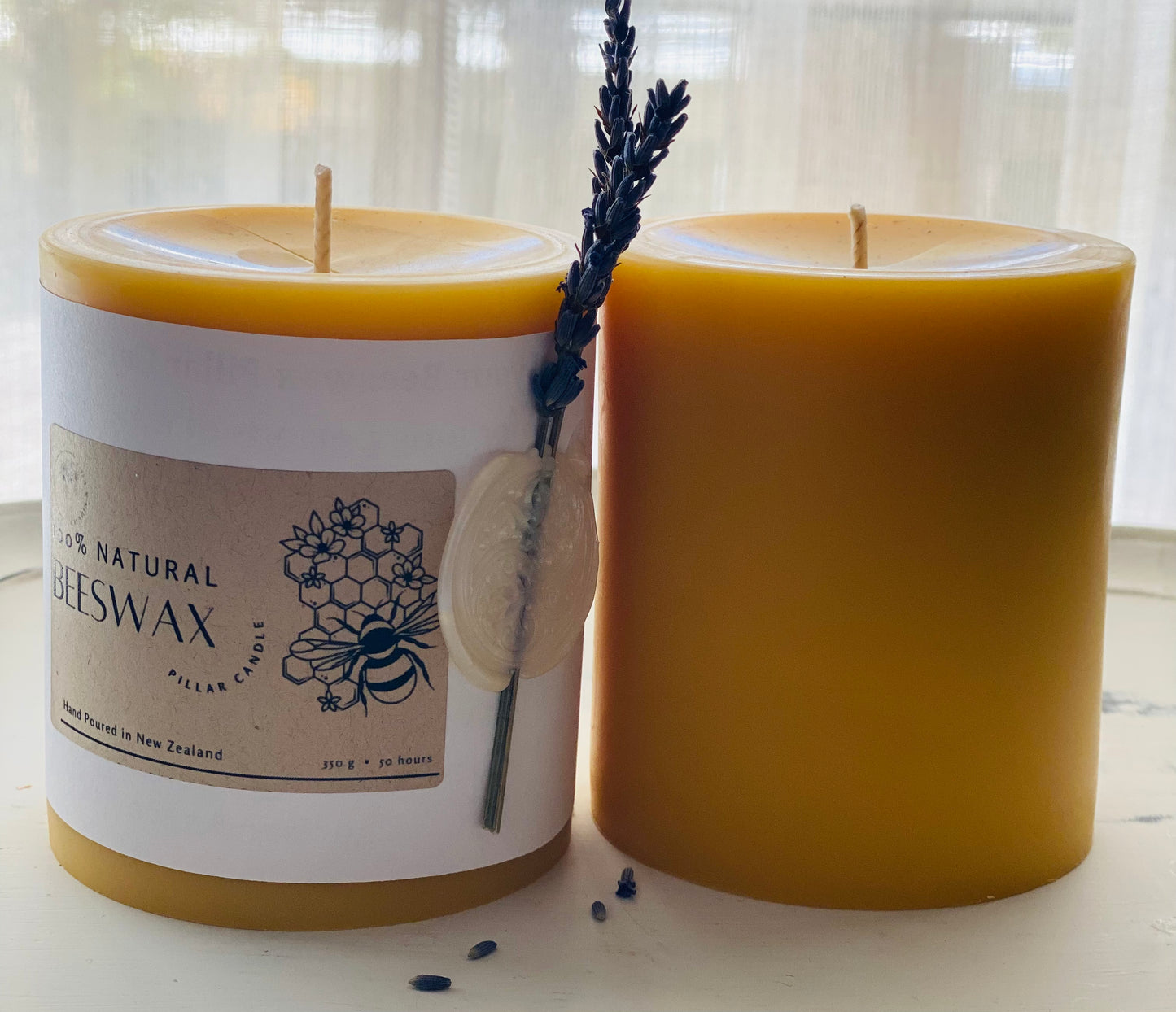 Beeswax Pillar candle medium 85 hours