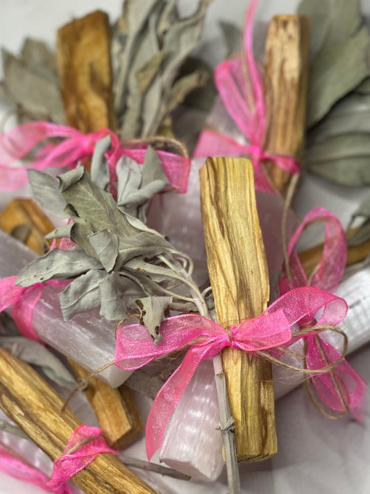 Nz white sage with palo santo and selenite bundle